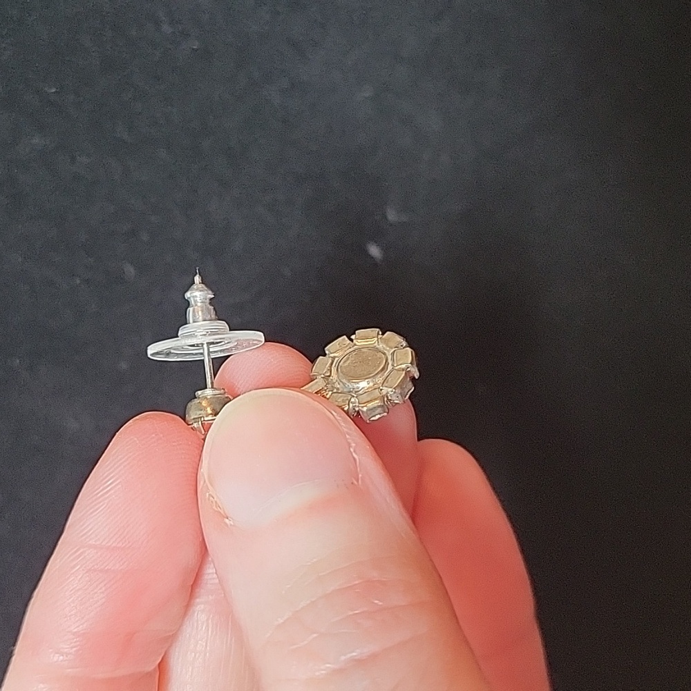 Flower Shaped Rhinestone Earrings - Picture 3 of 4